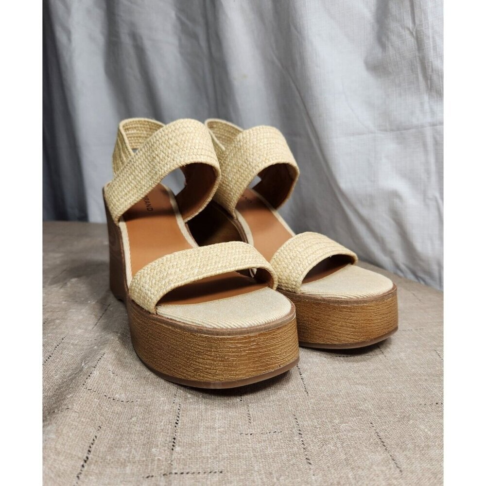 Lucky Brand Women's Size 7.5 M Delukah Ankle Strap Slingback Wedge Sandals (647